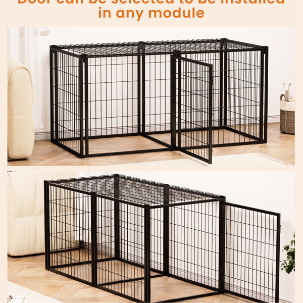 17 Stories Black Dog Crate 63" For Dogs Under 100 Lbs, Indoor Pet ...